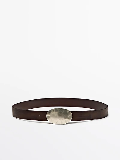 Ceinture en cuir nappa avec boucle métallique