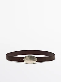 Nappa leather belt with metal buckle