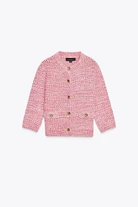KNIT CARDIGAN WITH ELBOW-LENGTH SLEEVES