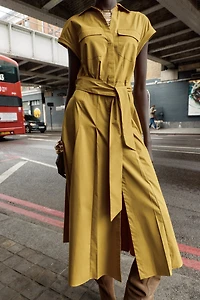 POPLIN MIDI DRESS