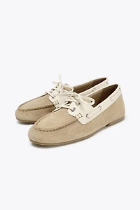 COMBINED SUEDE LACE-UP LOAFERS