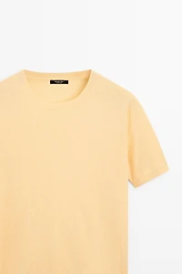 Short-sleeve fine-knit sweater