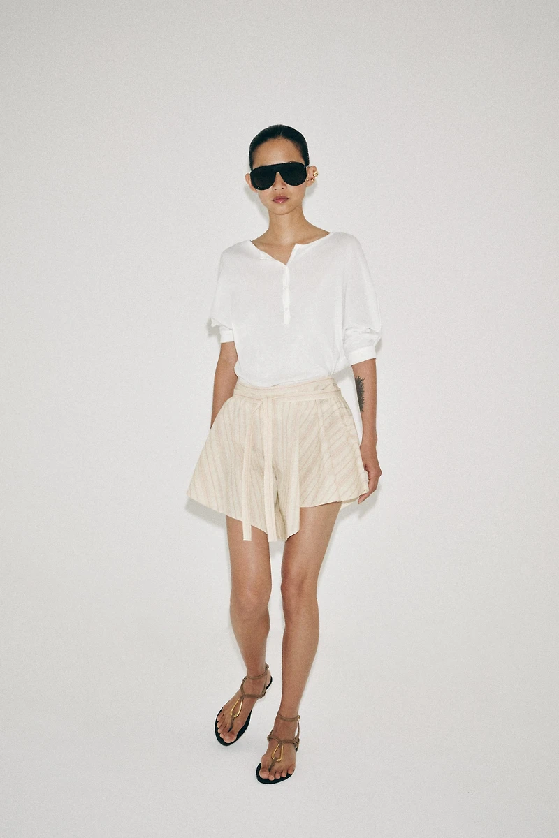SHORT PLISSÉ À RAYURES ZW COLLECTION