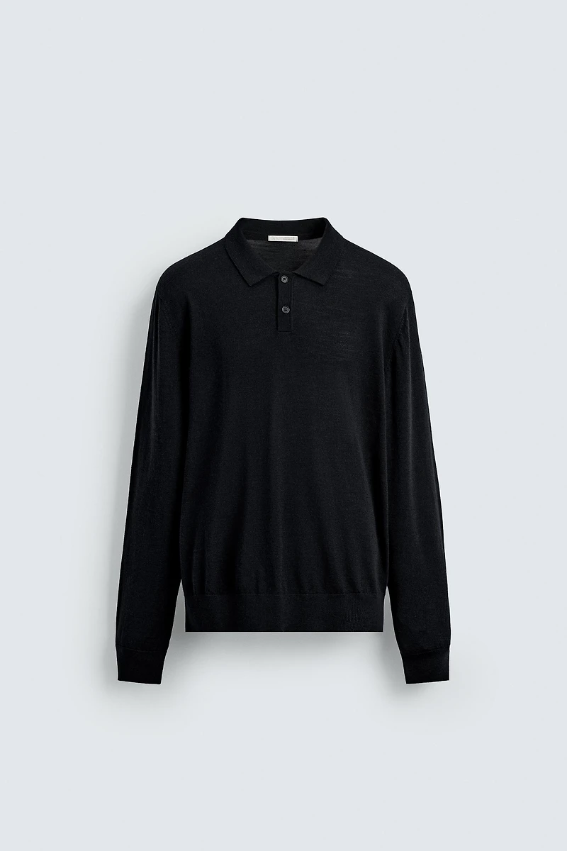 100% WOOL KNIT POLO SHIRT