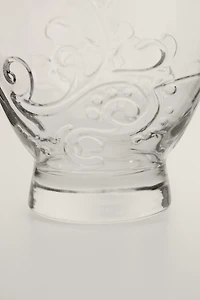 RAISED FLORAL DESIGN GLASS TUMBLER