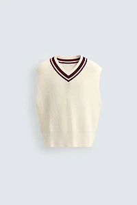 CONTRAST RIB KNIT VEST