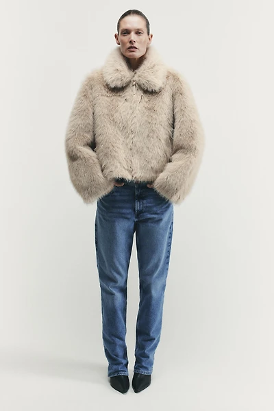 VESTE DOUBLE FACE EFFET FOURRURE