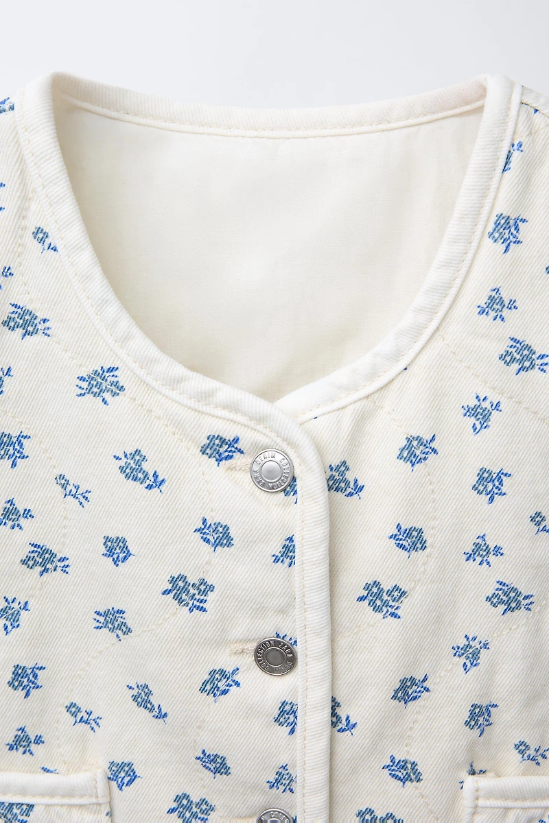 GILET EN SERGÉ À FLEURS