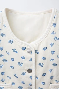 GILET EN SERGÉ À FLEURS