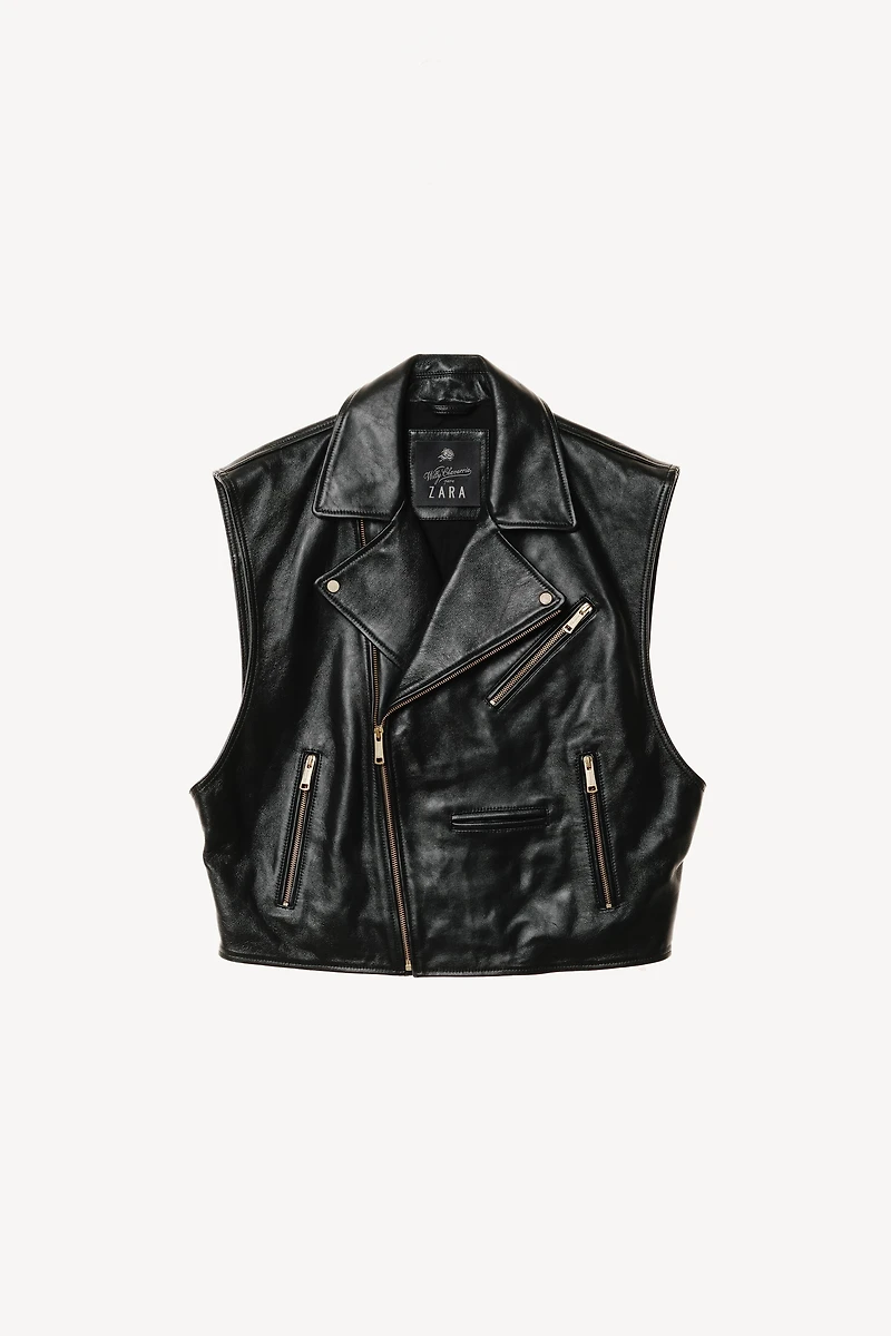 LEATHER BIKER VEST WILLY CHAVARRIA X ZARA