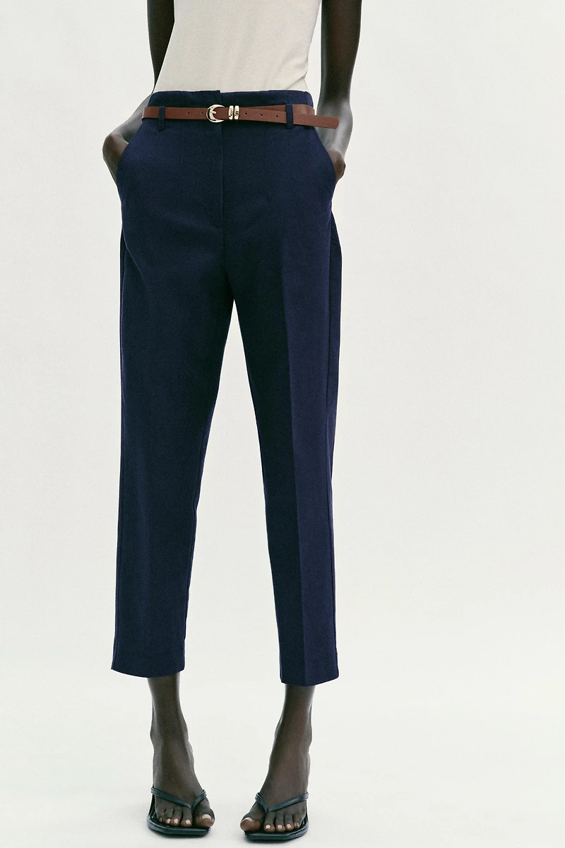 HIGH-WAISTED BELTED PANTS