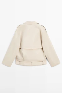 Short trench coat with belt detail