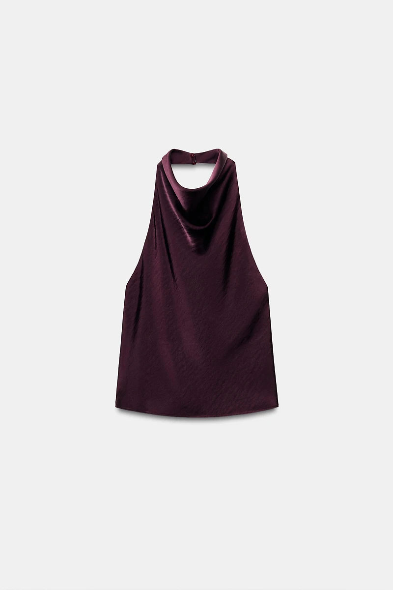 SATIN EFFECT HALTER TOP