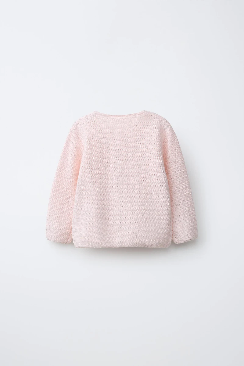 FLORAL EMBROIDERY KNIT CARDIGAN