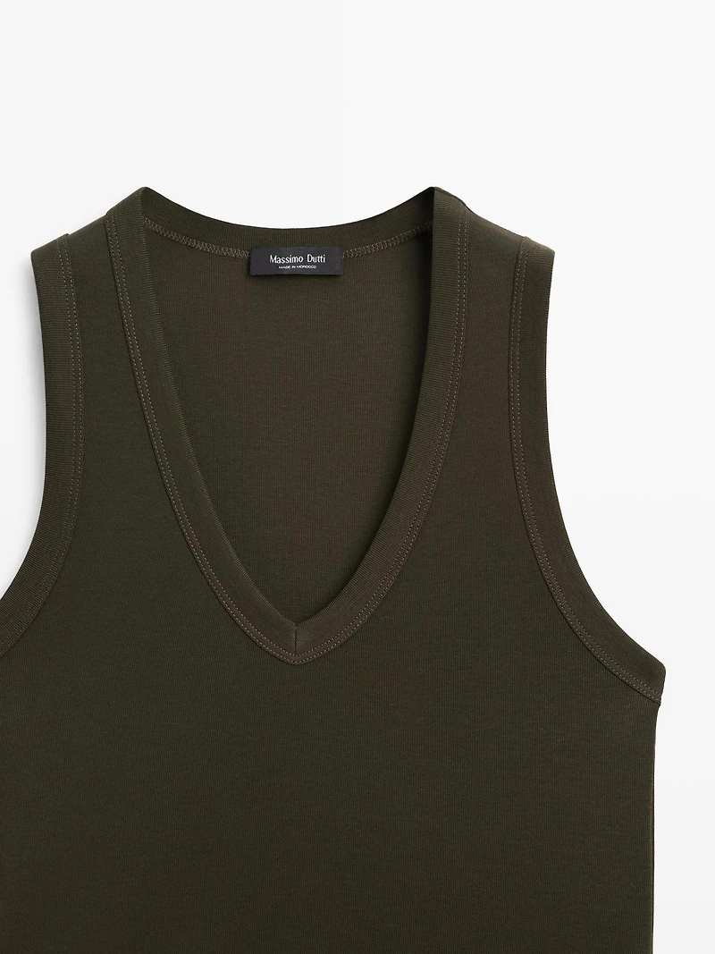 100% cotton strappy V-neck T-shirt