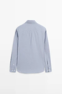 Regular-fit melange cotton shirt