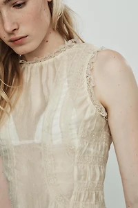 LACE SHIRT WITH COVERED BUTTONS