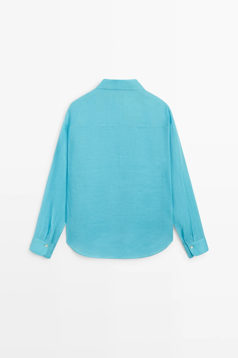 100% ramie flowing pocket shirt