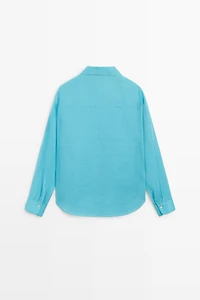 100% ramie flowing pocket shirt
