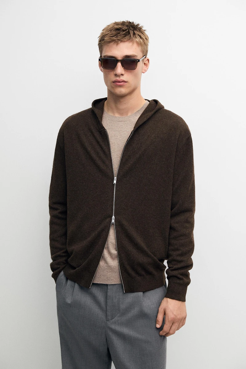 100% cashmere hooded cardigan