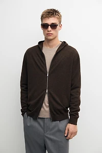 100% cashmere hooded cardigan