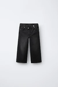 CROSSOVER WAIST WIDE LEG JEANS