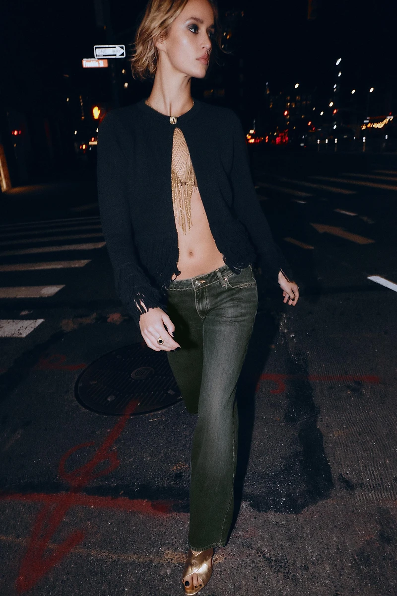 FRINGED KNIT CARDIGAN