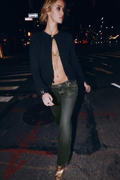 FRINGED KNIT CARDIGAN