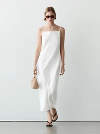 Robe midi encolure droite 100 % lin