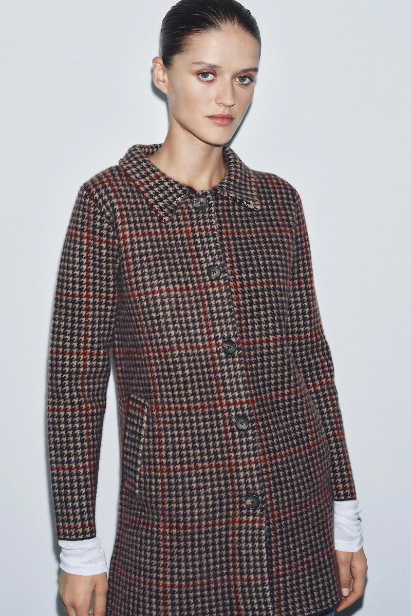 100% WOOL HOUNDSTOOTH COAT