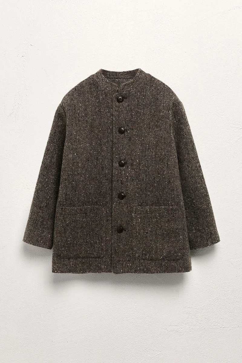 AGES 6-10 / MANDARIN COLLAR WOOL BLEND COAT LIMITED EDITION