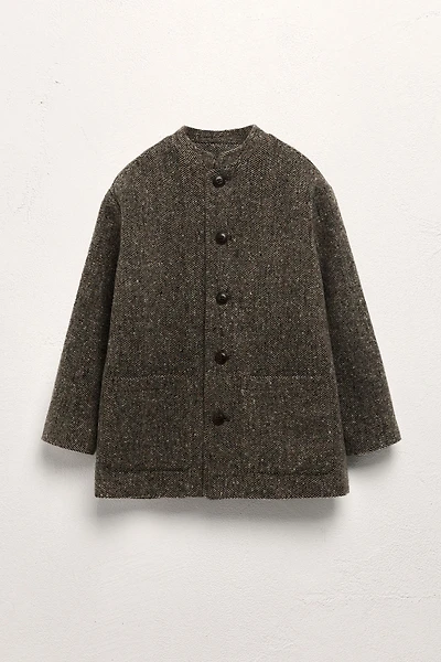 AGES 6-10 / MANDARIN COLLAR WOOL BLEND COAT LIMITED EDITION