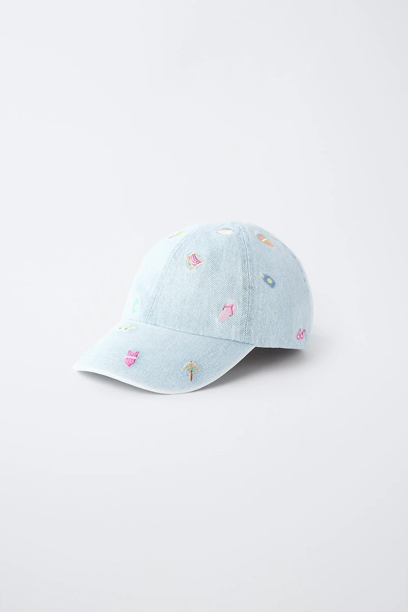 SUMMER EMBROIDERED DENIM CAP