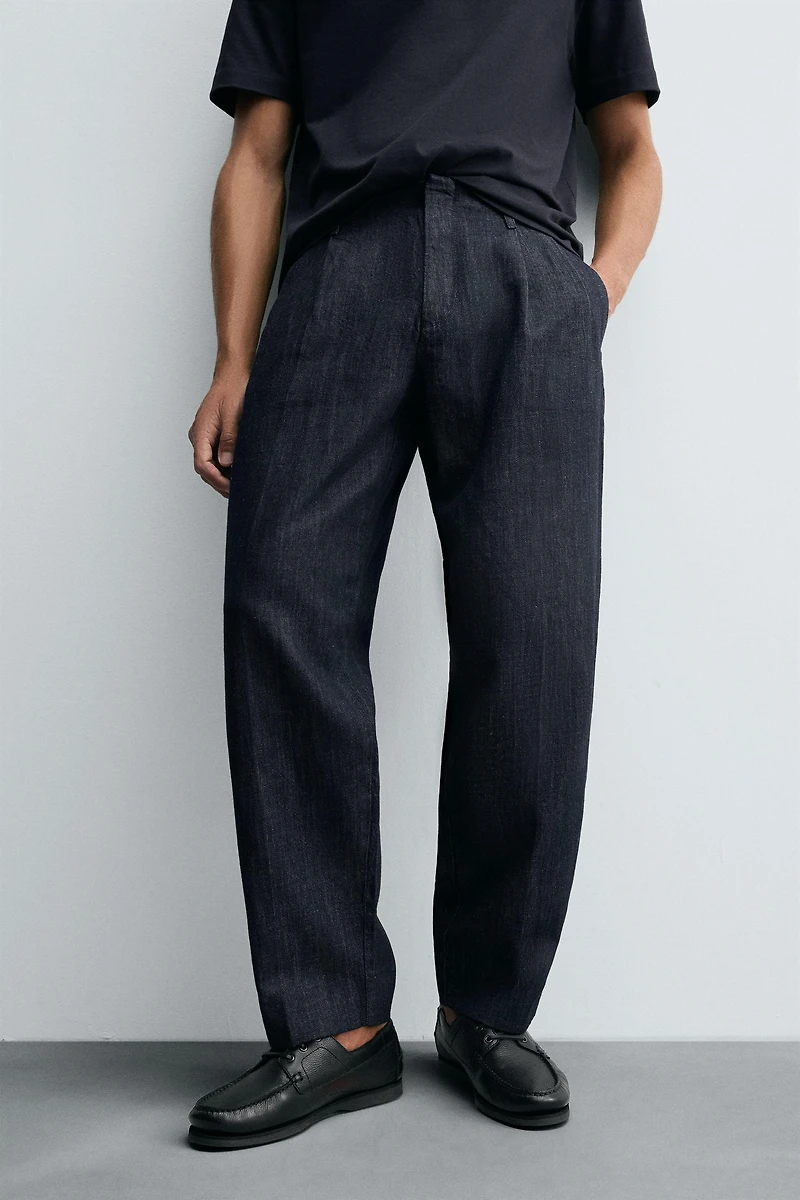 WIDE FIT CROPPED DENIM PANTS