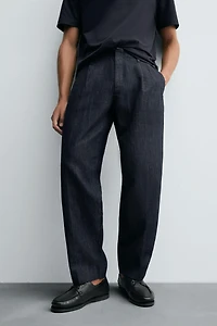 WIDE FIT CROPPED DENIM PANTS