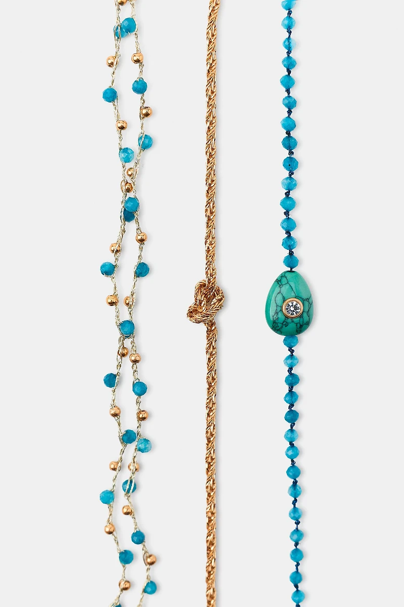 3-PACK BEADED ANKLE BRACELETS