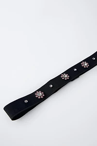 ELASTIC RHINESTONE FLOWER HEADBAND
