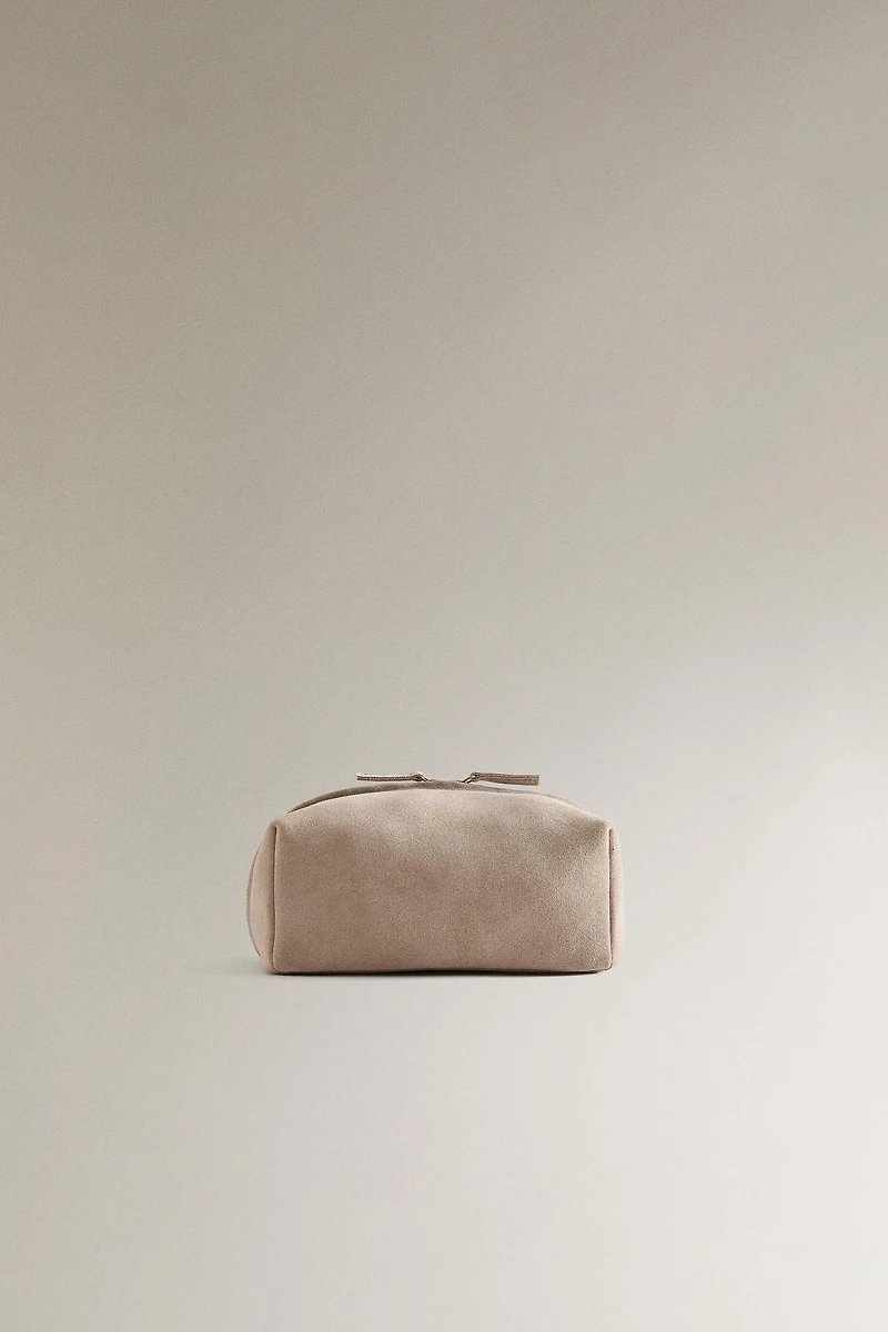 TROUSSE DE TOILETTE CROÛTE DE CUIR FORMAT MOYEN