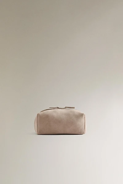 TROUSSE DE TOILETTE CROÛTE DE CUIR FORMAT MOYEN