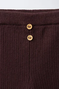 RIBBED LEGGINGS WITH BUTTONS
