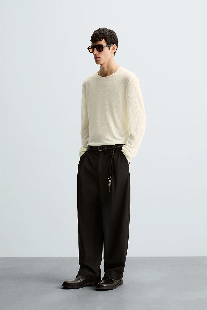 SEMI-SHEER TEXTURED T-SHIRT