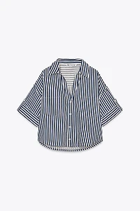 LINEN BLEND CROPPED SHIRT