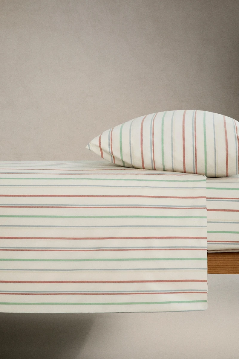KIDS' MULTICOLOR STRIPED FITTED SHEET