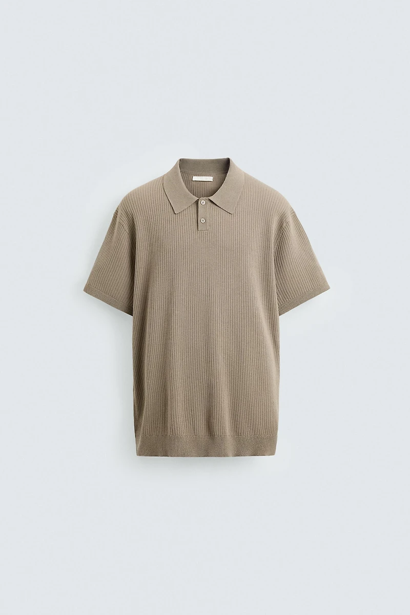 RIB KNIT POLO SHIRT