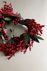 LOT DE 4 RONDS DE SERVIETTE CŒUR FEUILLES NOËL