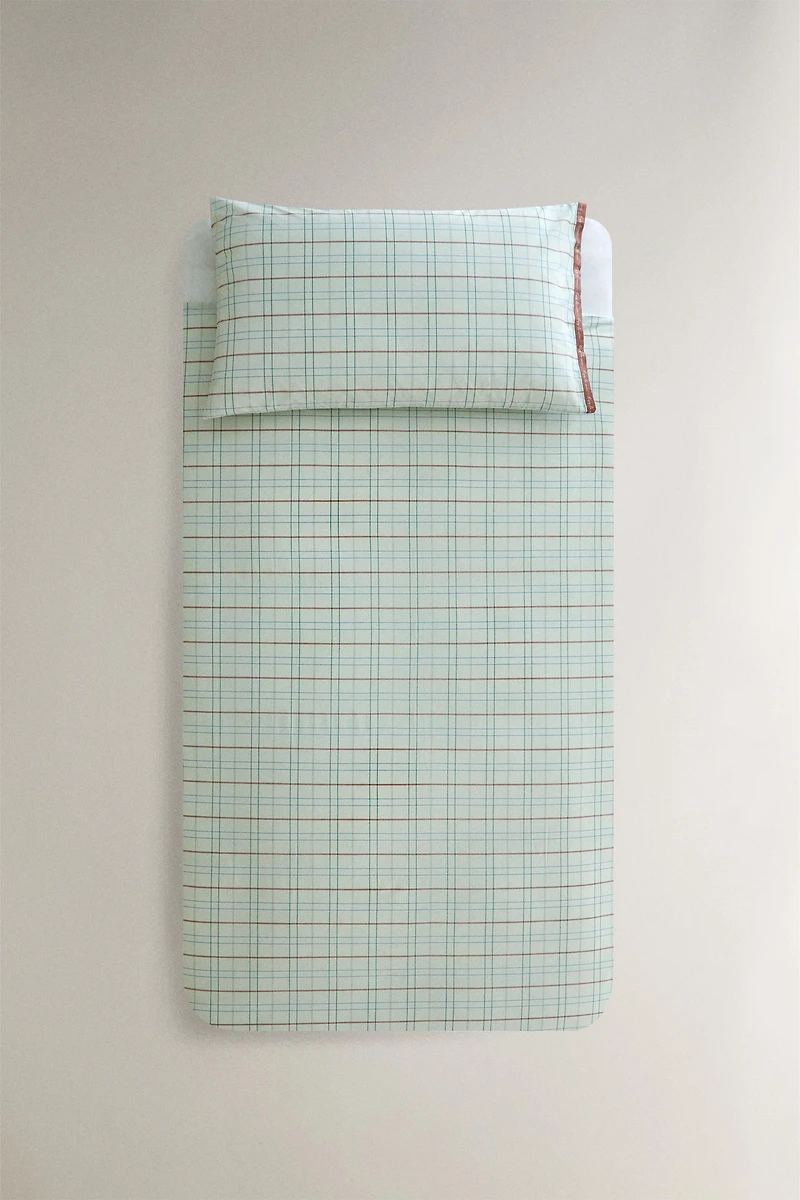 KIDS GREEN CHECK DUVET COVER