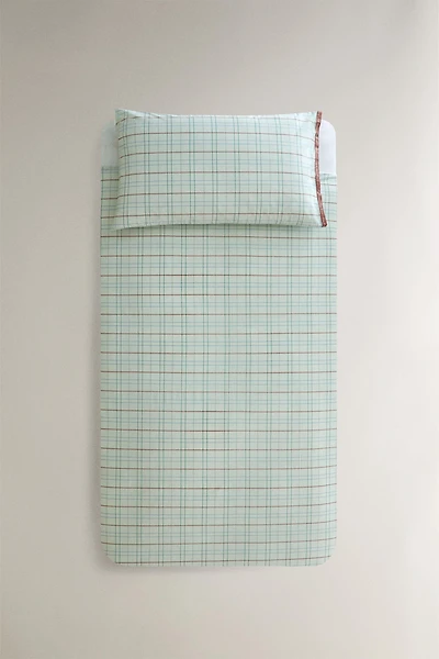 KIDS GREEN CHECK DUVET COVER