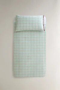 KIDS GREEN CHECK DUVET COVER