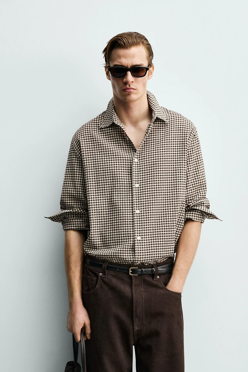 TEXTURED PLAID SHIRT