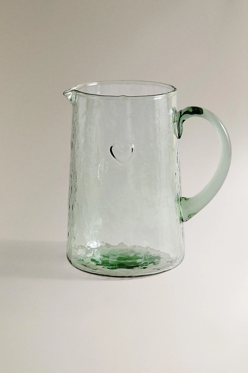CHRISTMAS HEART GLASS PITCHER